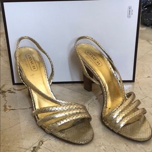 Coach gold heels.